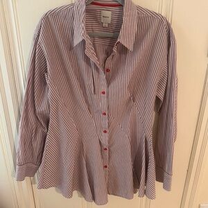 Anthropologie Red and White Striped Blouse
